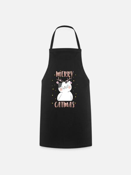 Weihnachten Katze Kater Heiligabend - Kochschürze - Schwarz