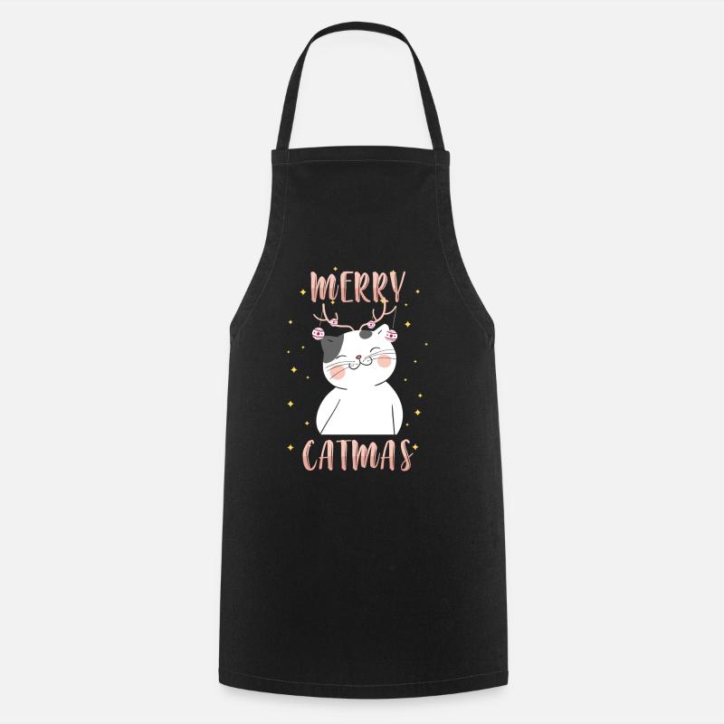 Weihnachten Katze Kater Heiligabend - Kochschürze - Schwarz