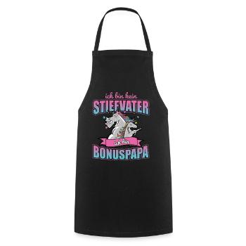 kein Stiefvater - Bonuspapa 2 lustiges Geschenk - Kochschürze - Schwarz - Vorne - AI Model Male 185 dark (185cm)