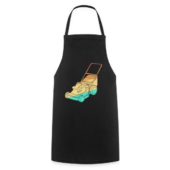 Lawn Mowing Lawn Mower Vintage Retro - Cooking Apron - black - Front - AI Model Male 185 dark (185cm)