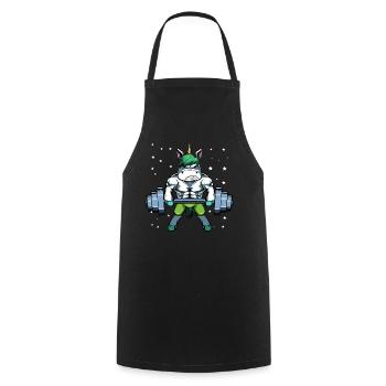 Muscle Building Unicorn Dumbbell Unicorn Gift - Cooking Apron - black - Front - AI Model Male 185 dark (185cm)