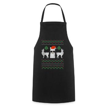 Noël Ugly Sweater Llama - Tablier de cuisine - noir - Devant - AI Model Male 185 dark (185cm)