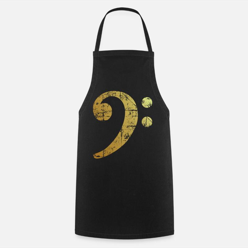 Bass Clef Ancient Gold - Cooking Apron - black