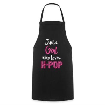 K-Pop - Kochschürze - Schwarz - Vorne - AI Model Male 185 dark (185cm)