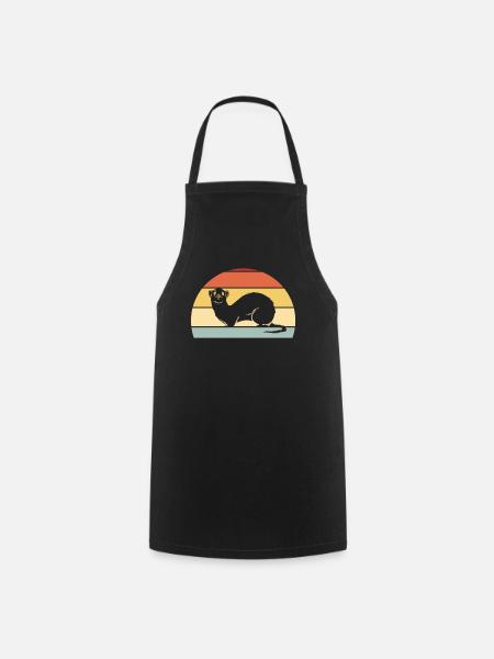 Ferret Funny Weasel Vintage Retro - Cooking Apron - black