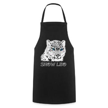 Snow Leopard Big Cat - Cooking Apron - black - Front - AI Model Male 185 dark (185cm)