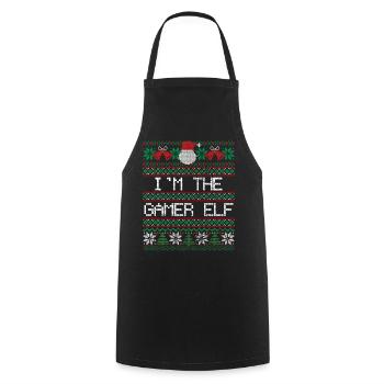 Christmas gamer elf - Cooking Apron - black - Front - AI Model Male 185 dark (185cm)