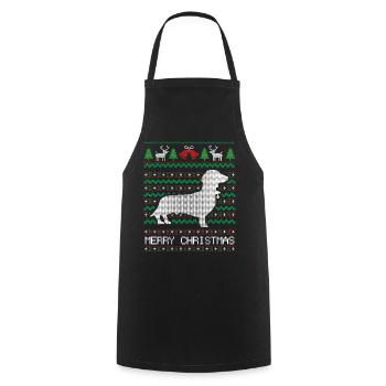 Weihnachts-Dackel - Kochschürze - Schwarz - Vorne - AI Model Male 185 dark (185cm)