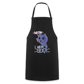 Meow I Mean Boo Katze Kostüm Halloween Fasching - Kochschürze - Schwarz - Vorne - AI Model Male 185 dark (185cm)