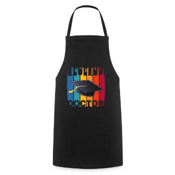 Level-up doctorat de doctorat cadeau - Tablier de cuisine - noir - Devant - AI Model Male 185 dark (185cm)