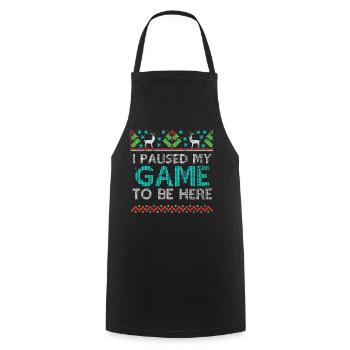 Noël au joueur Noël moche - Tablier de cuisine - noir - Devant - AI Model Male 185 dark (185cm)