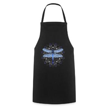 Libellen-Kleidungs-Libellen-Sweatshirt-Mandala - Kochschürze - Schwarz - Vorne - AI Model Male 185 dark (185cm)