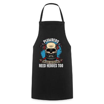 Klempnerhelden Skull Motiv - Kochschürze - Schwarz - Vorne - AI Model Male 185 dark (185cm)