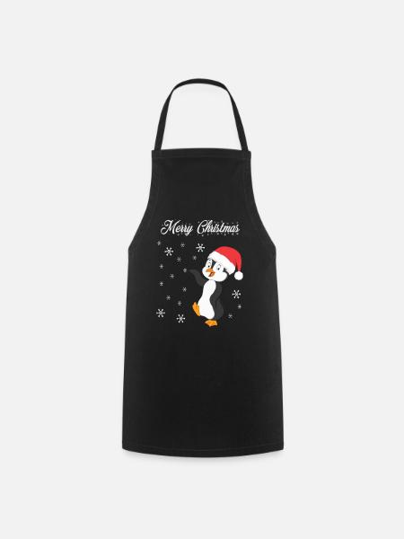 Thème de Noël Joyeux Noël Pingouin de Noël - Tablier de cuisine - noir
