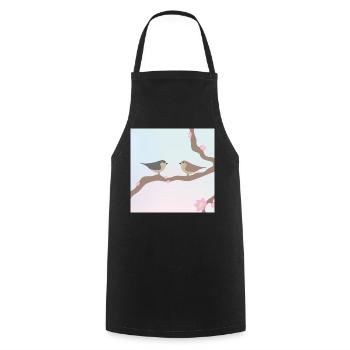 Spring birds - Cooking Apron - black - Front - AI Model Male 185 dark (185cm)