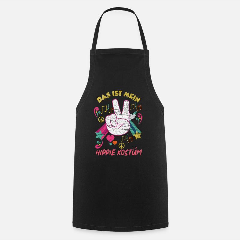 Hippie Kostüm Peace Musik Geschenk - Kochschürze - Schwarz