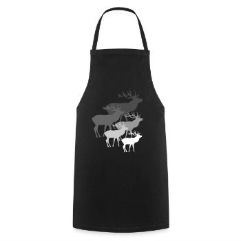 Deer with antlers, deer, roebuck, red deer, gray - Cooking Apron - black - Front - AI Model Male 185 dark (185cm)