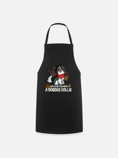 Border Collie Drôle de cadeau chien - Tablier de cuisine - noir