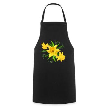 Fleurs de jonquille jaune Fleurs de Pâques printemps - Tablier de cuisine - noir - Devant - AI Model Male 185 dark (185cm)