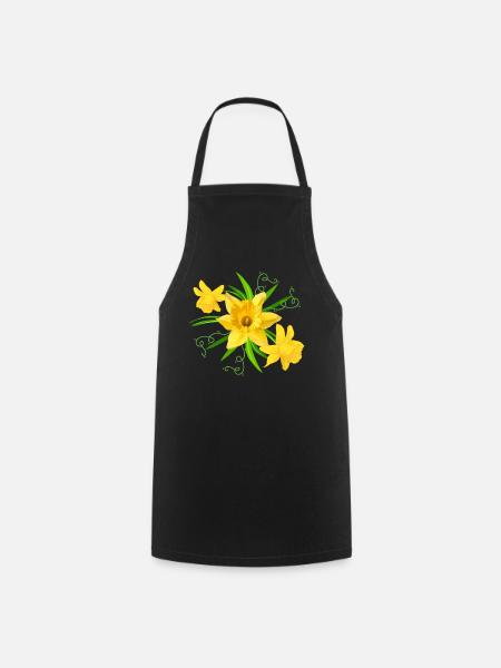 Gelbe Narzissen Blumen Frühling Ostern Blumen - Kochschürze - Schwarz