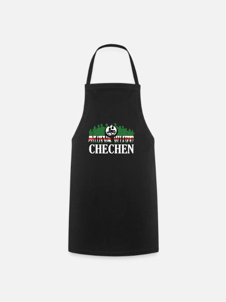 Tchétchénie, racines tchétchènes, drapeau tchétchène - Tablier de cuisine - noir