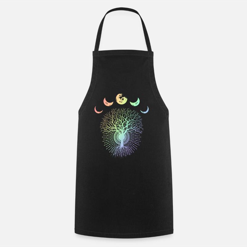 Moon moon phases tree environmentalist gift - Cooking Apron - black