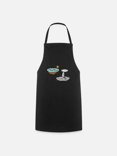 Moon landing flat earth disk - Cooking Apron - black
