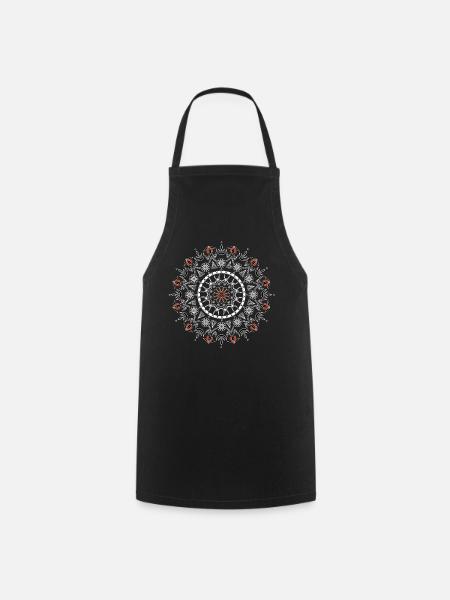Yoga Mandala Porter des tulipes orange Yoga Mandala - Tablier de cuisine - noir