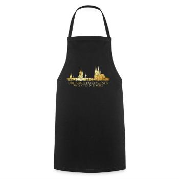 Kölner Skyline mit römischem Köln Spruch Ubi Bene - Kochschürze - Schwarz - Vorne - AI Model Male 185 dark (185cm)
