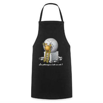 Art et pétanque - Tablier de cuisine - noir - Devant - AI Model Male 185 dark (185cm)