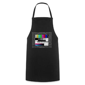 Test picture old school 70s television 80s retro motto - Cooking Apron - black - Front - AI Model Male 185 dark (185cm)