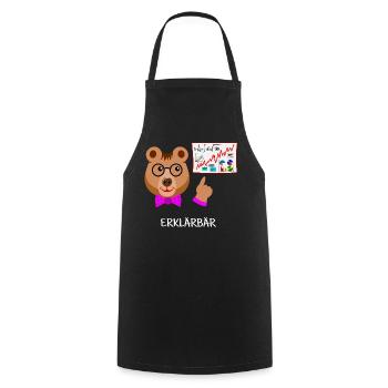 Explainer bear, teacher funny bear intelligent, smart - Cooking Apron - black - Front - AI Model Male 185 dark (185cm)