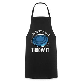 Frisbee Spruch Je suis sexy et je le lance - Tablier de cuisine - noir - Devant - AI Model Male 185 dark (185cm)