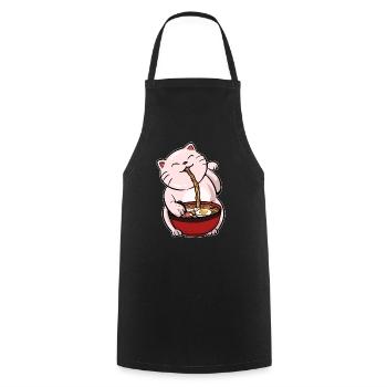 Chat ramen kawaii - Tablier de cuisine - noir - Devant - AI Model Male 185 dark (185cm)