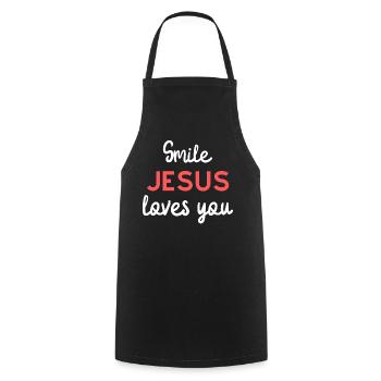 Jesus Loves You Smile Typo - Cooking Apron - black - Front - AI Model Male 185 dark (185cm)