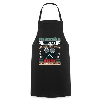 Badminton Rentner Geschenk Lustig Herren Spruch - Kochschürze - Schwarz - Vorne - AI Model Male 185 dark (185cm)