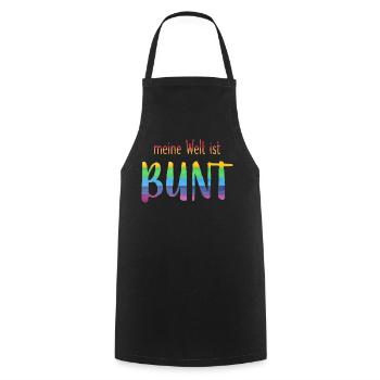 Meine Welt ist bunt - Regenbogen -fröhlich - Kochschürze - Schwarz - Vorne - AI Model Male 185 dark (185cm)