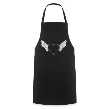 Heart with wings- white- - Cooking Apron - black - Front - AI Model Male 185 dark (185cm)
