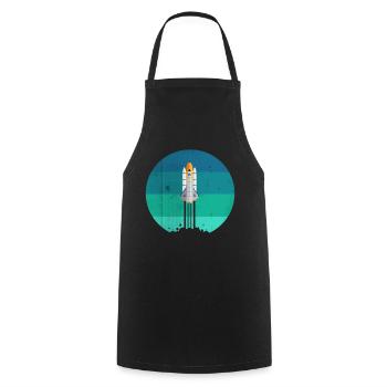 Space rocket rocket launch - Cooking Apron - black - Front - AI Model Male 185 dark (185cm)