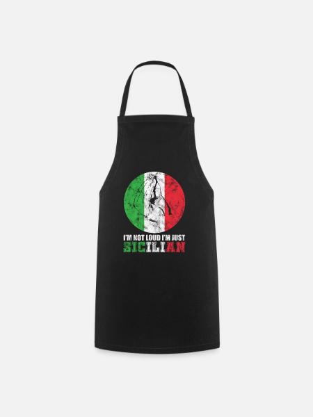 Italy Sicily hand gesture - Cooking Apron - black