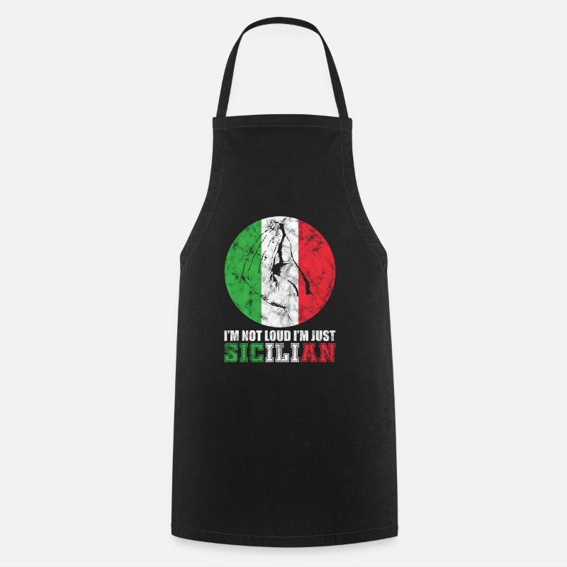 Italy Sicily hand gesture - Cooking Apron - black