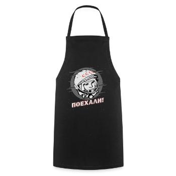 Gagarin - Let's Go Poehali Cosmonaut Astronaut - Cooking Apron - black - Front - AI Model Male 185 dark (185cm)