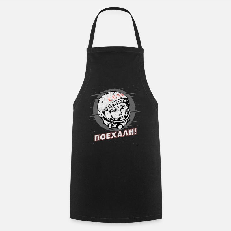 Gagarin - Let's Go Poehali Cosmonaut Astronaut - Cooking Apron - black