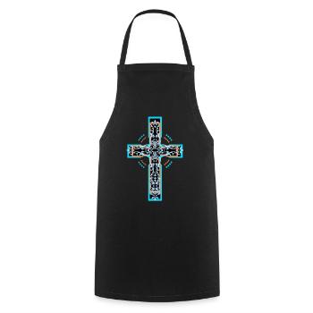 Croix Croix Jésus Eglise Dieu Le Pape Crucifix - Tablier de cuisine - noir - Devant - AI Model Male 185 dark (185cm)