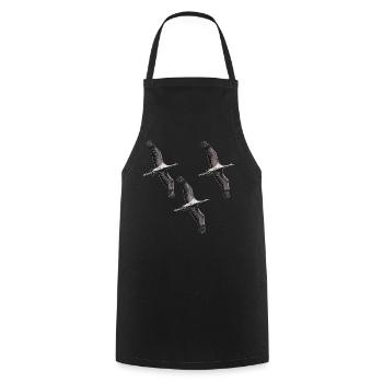 Grues migratrices d’oiseaux dans les tons de gris - Tablier de cuisine - noir - Devant - AI Model Male 185 dark (185cm)