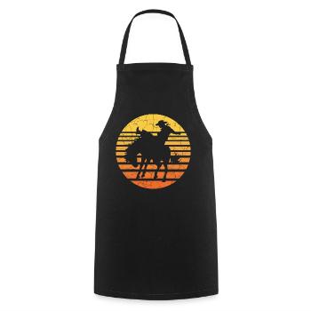 Cavalier cow-boy au coucher du soleil - Tablier de cuisine - noir - Devant - AI Model Male 185 dark (185cm)