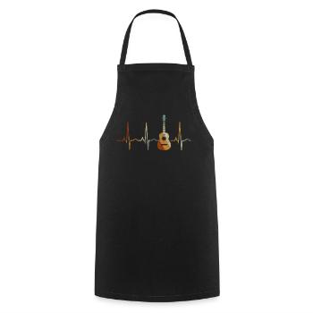 Vintage Acoustic Guitar Heartbeat - Cooking Apron - black - Front - AI Model Male 185 dark (185cm)