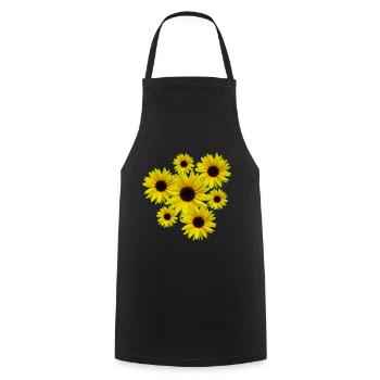 Sonnenblumenstrauß, Sonnenblumen, Blumen, Blüten - Kochschürze - Schwarz - Vorne - AI Model Male 185 dark (185cm)