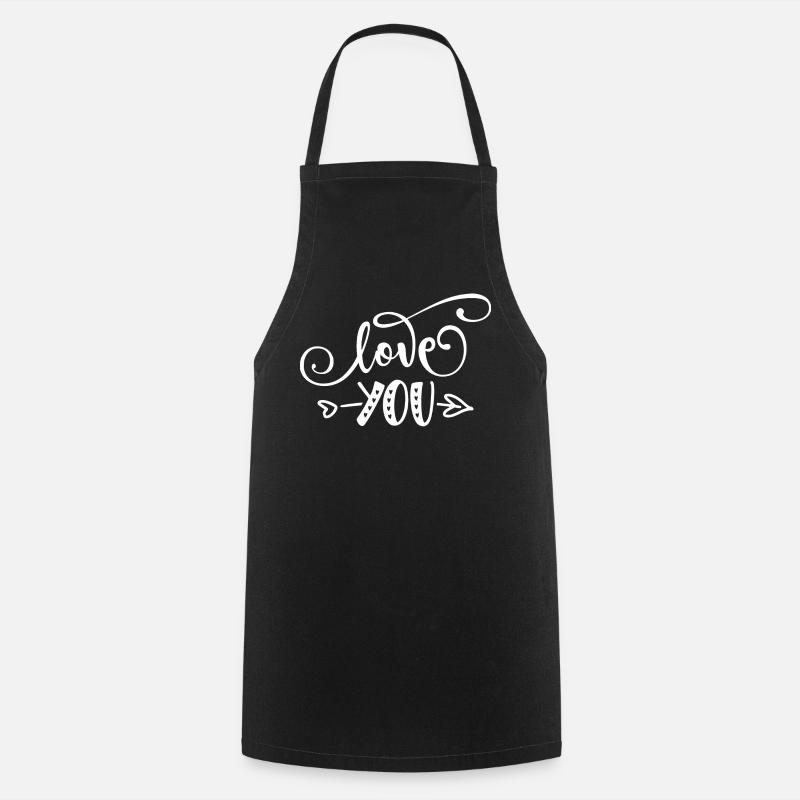 Love You Charm Between Hearts and Arrows Pattern - Cooking Apron - black