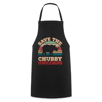 Retro Vintage Sunset Save The Chubby Unicorns - Cooking Apron - black - Front - AI Model Male 185 dark (185cm)